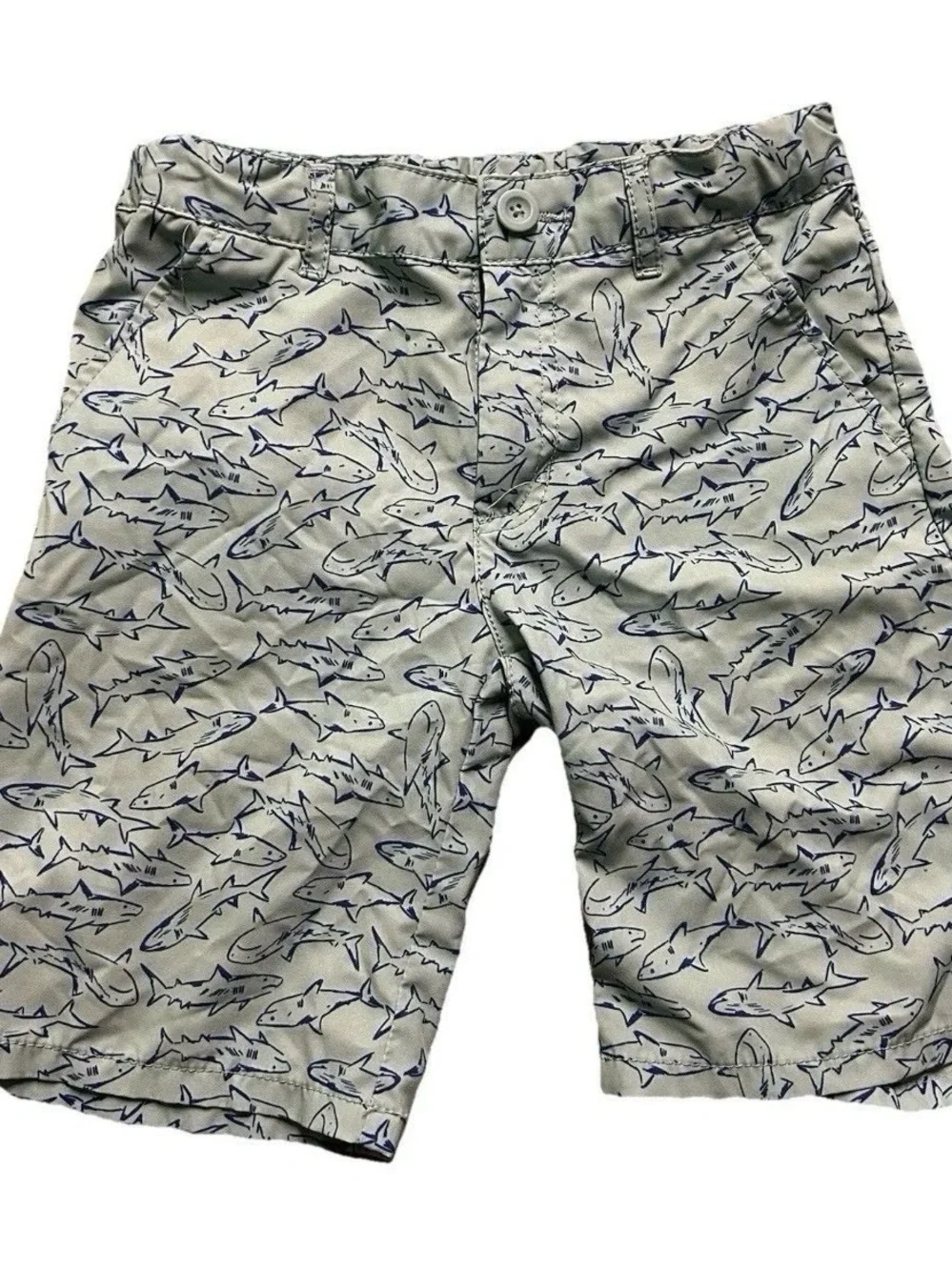 Boys Swim Trunks Size 8 Summer Warm Weather Palm Trees Sharks Swimming